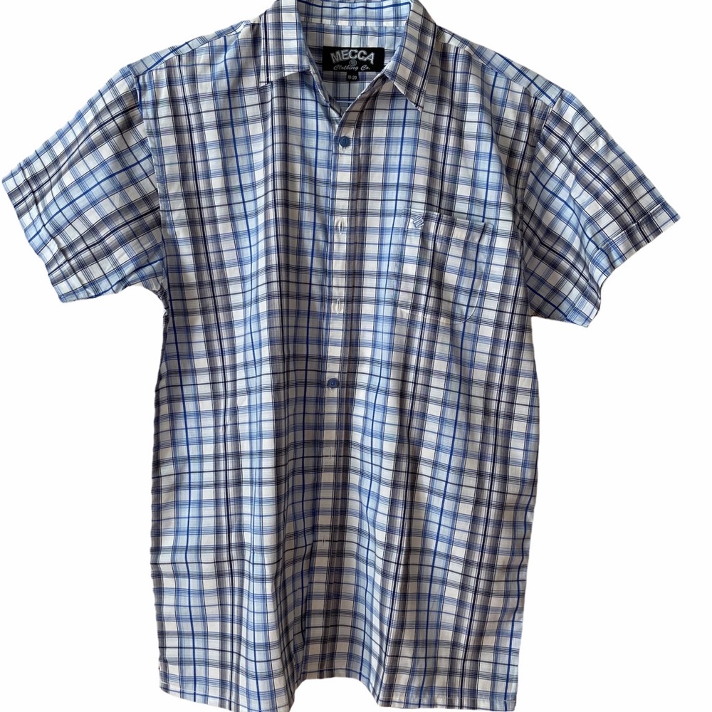 Mecca Clothing Co Boys Casual Blue Plaid Shirt 18